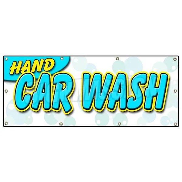 Signmission HAND CAR WASH BANNER SIGN detail wax car wash clean auto